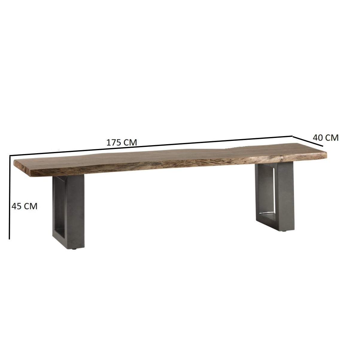 Solid Acacia Wood Dining Bench for 3 People - Baltic Live Edge