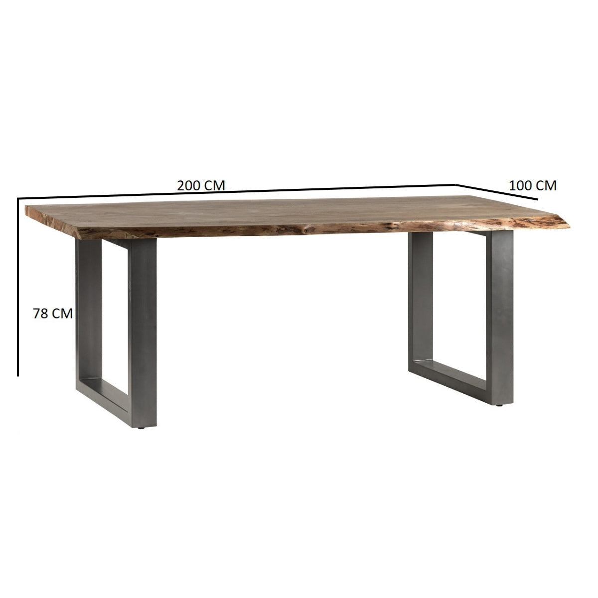 Solid Acacia Wood Dining Table for 6 to 8 People - Baltic Live Edge