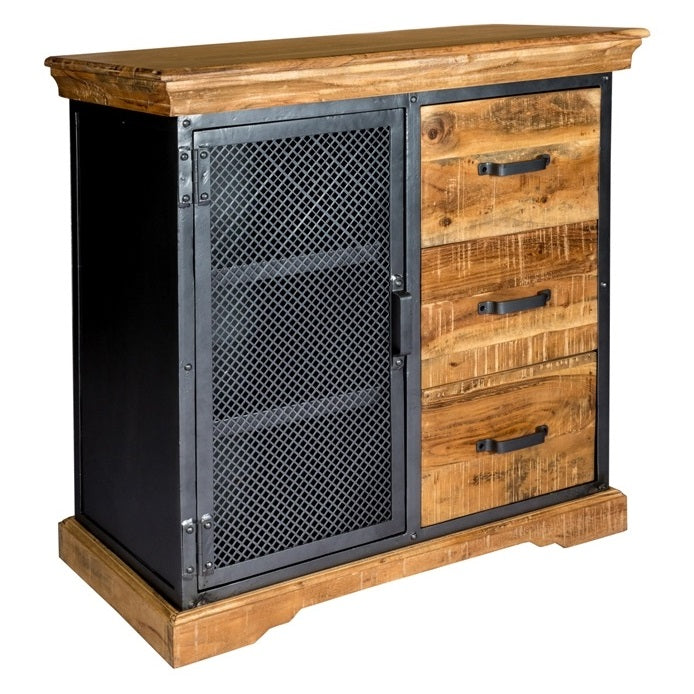 Solid Acacia Wood Sideboard With 1 Door And 3 Drawers - Metropolis