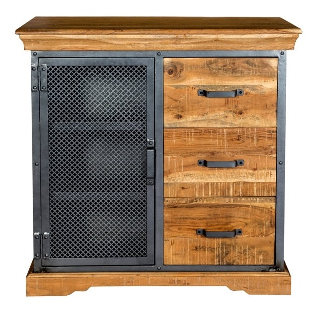 Solid Acacia Wood Sideboard With 1 Door And 3 Drawers - Metropolis