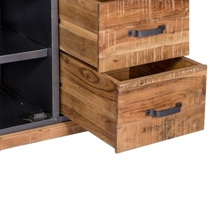 Solid Acacia Wood Sideboard With 1 Door And 3 Drawers - Metropolis