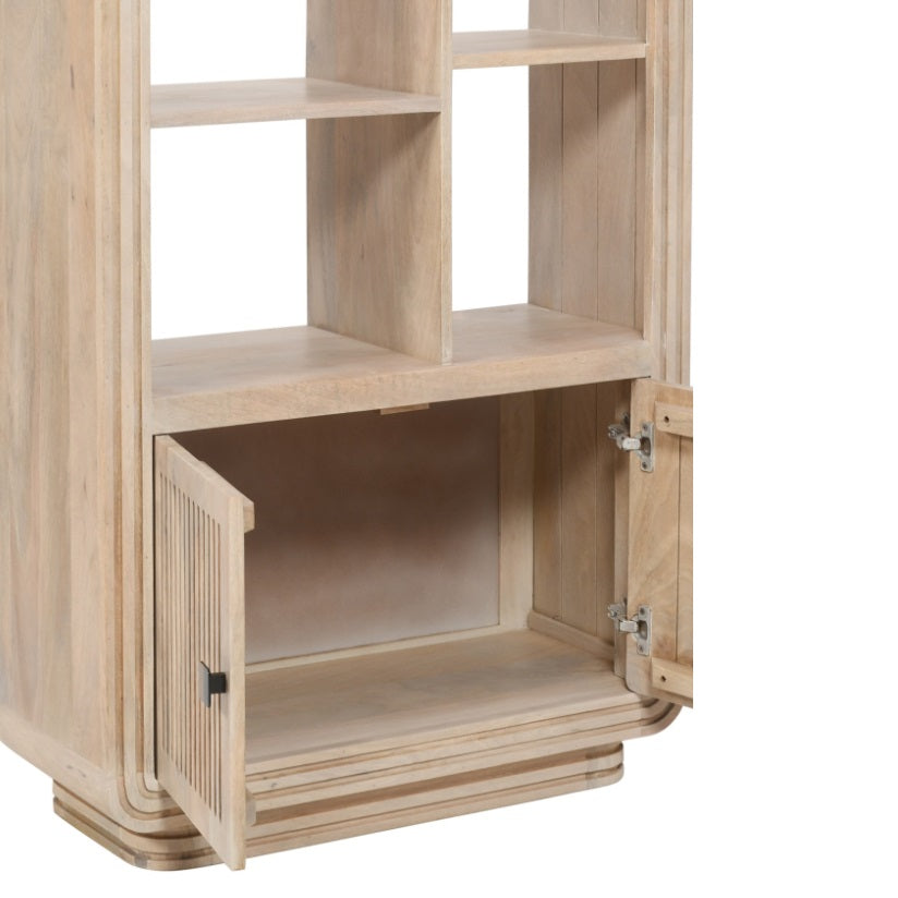 Solid Hardwood Bookcase With 2 Doors And 5 Shelves - Hudson