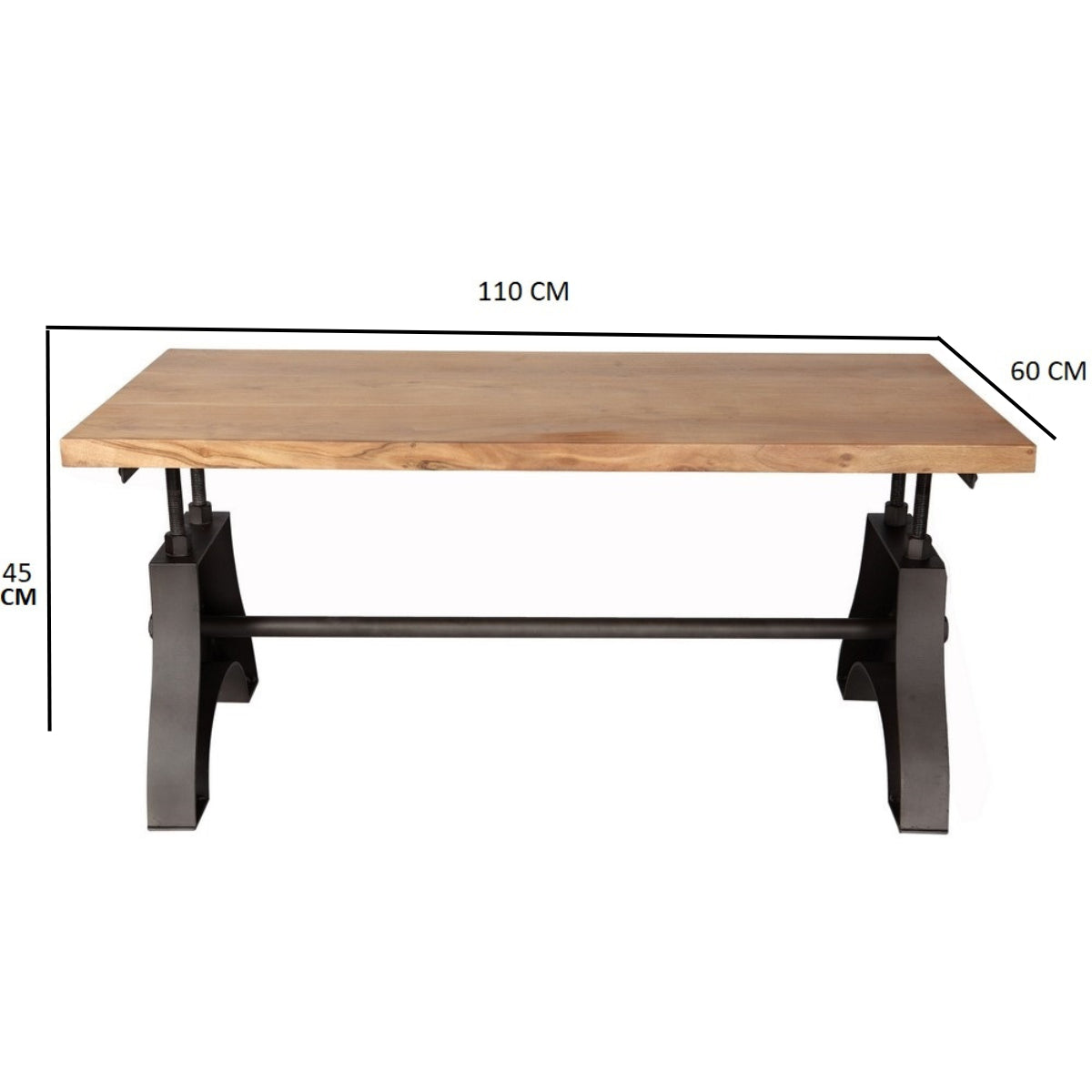 Solid Hardwood Coffee Table With Metal Frame - Evoke