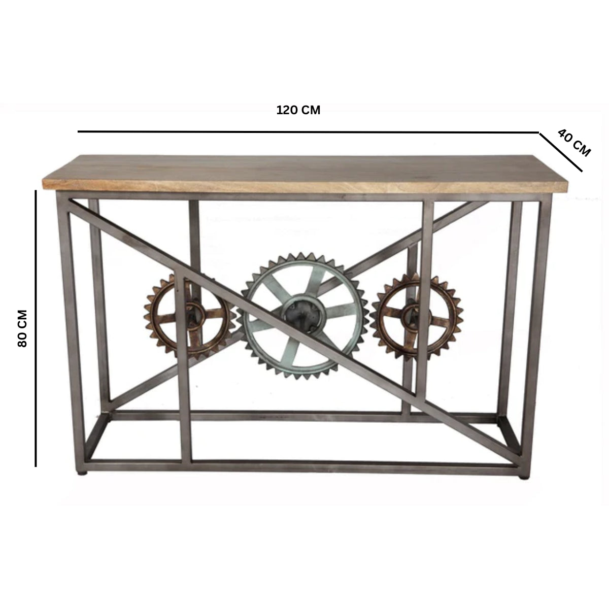 Solid Hardwood Console Table With Metal Frame - Evoke