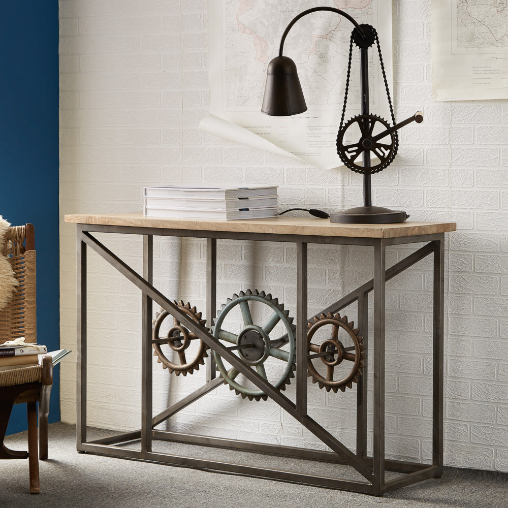 Solid Hardwood Console Table With Metal Frame - Evoke