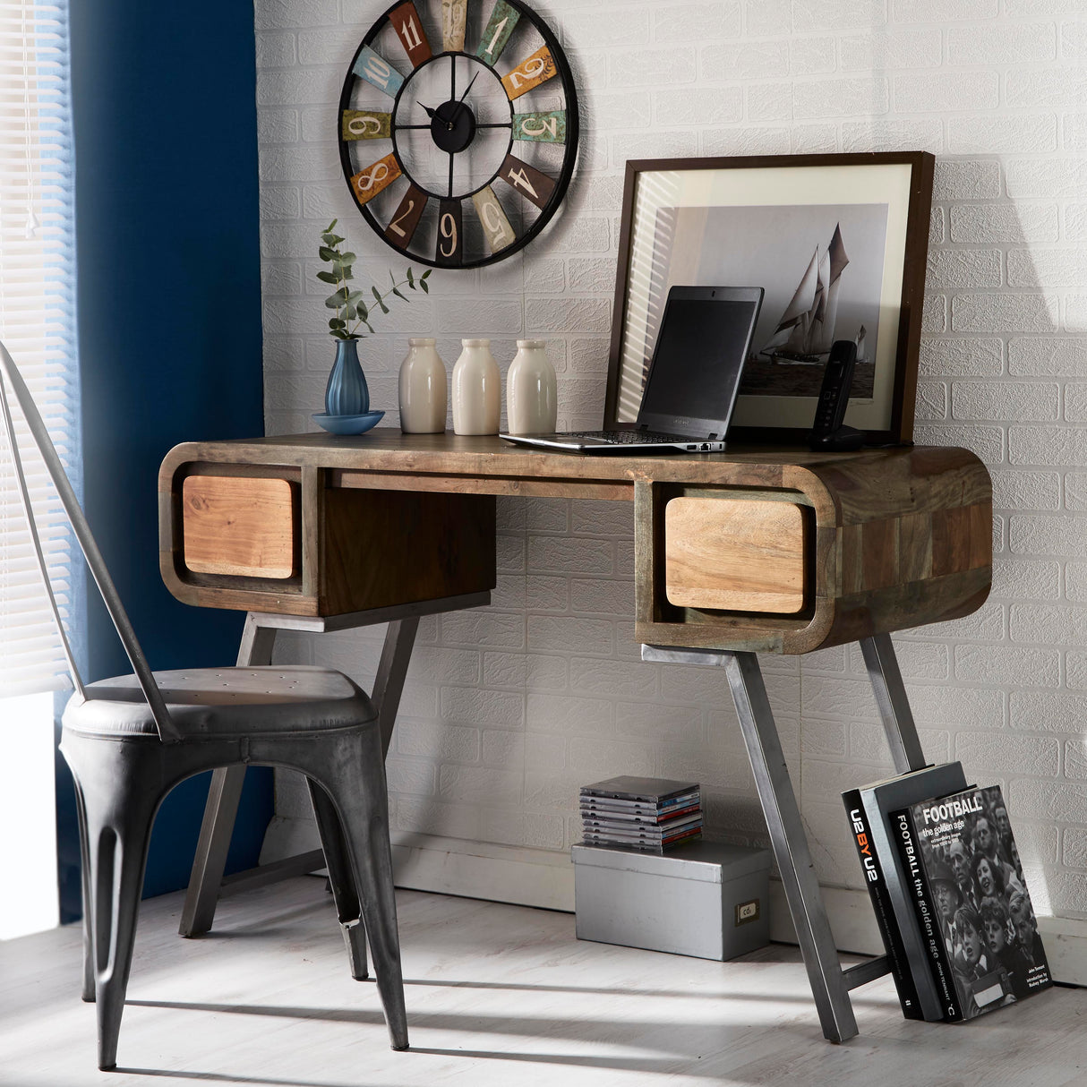 Solid Hardwood Desk for Home And Office With 2 Drawers - Aspen