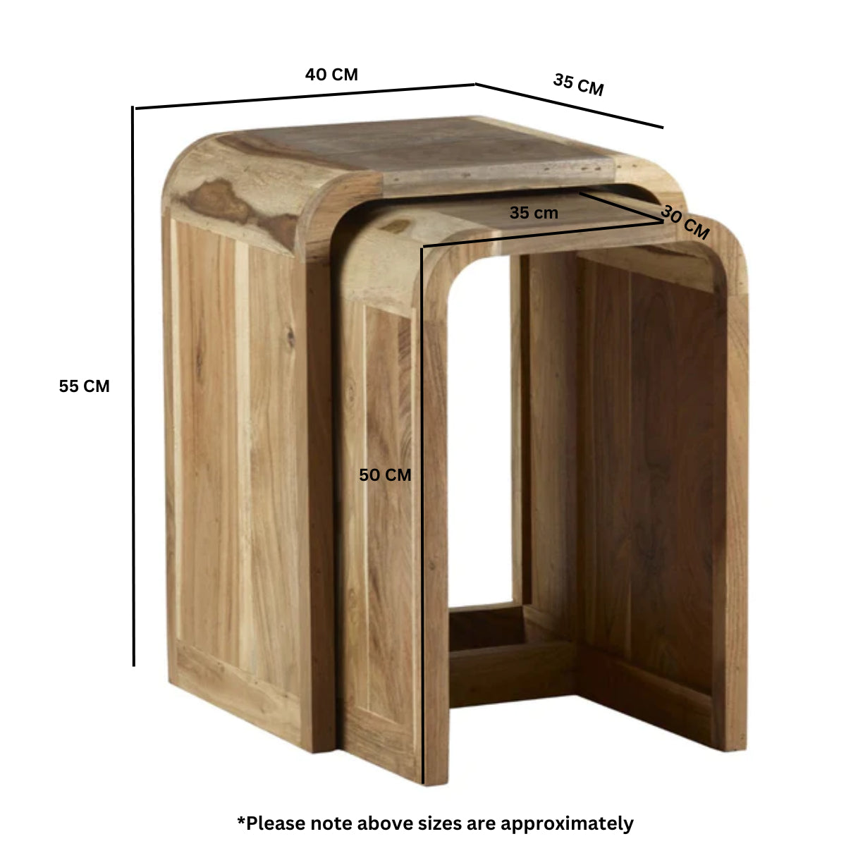 Solid Hardwood Nest Of 2 Tables - Aspen