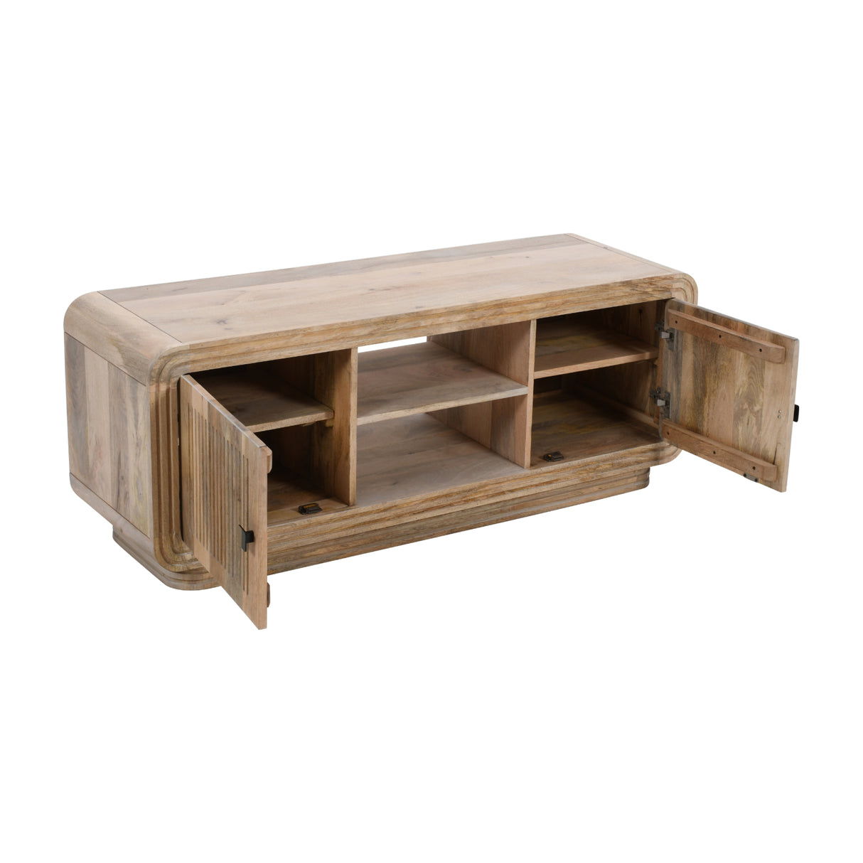 Solid Hardwood TV Stand With 2 Doors And 2 Shelves - Hudson
