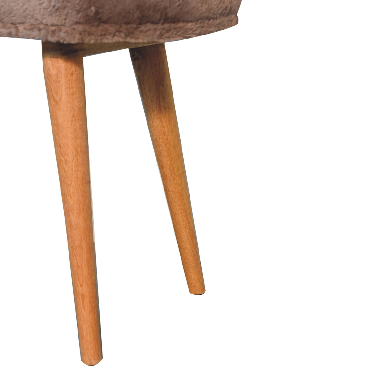 Solid Mango Wood Bedroom 1 Seater Bench With Faux Fur Seat - Mocha