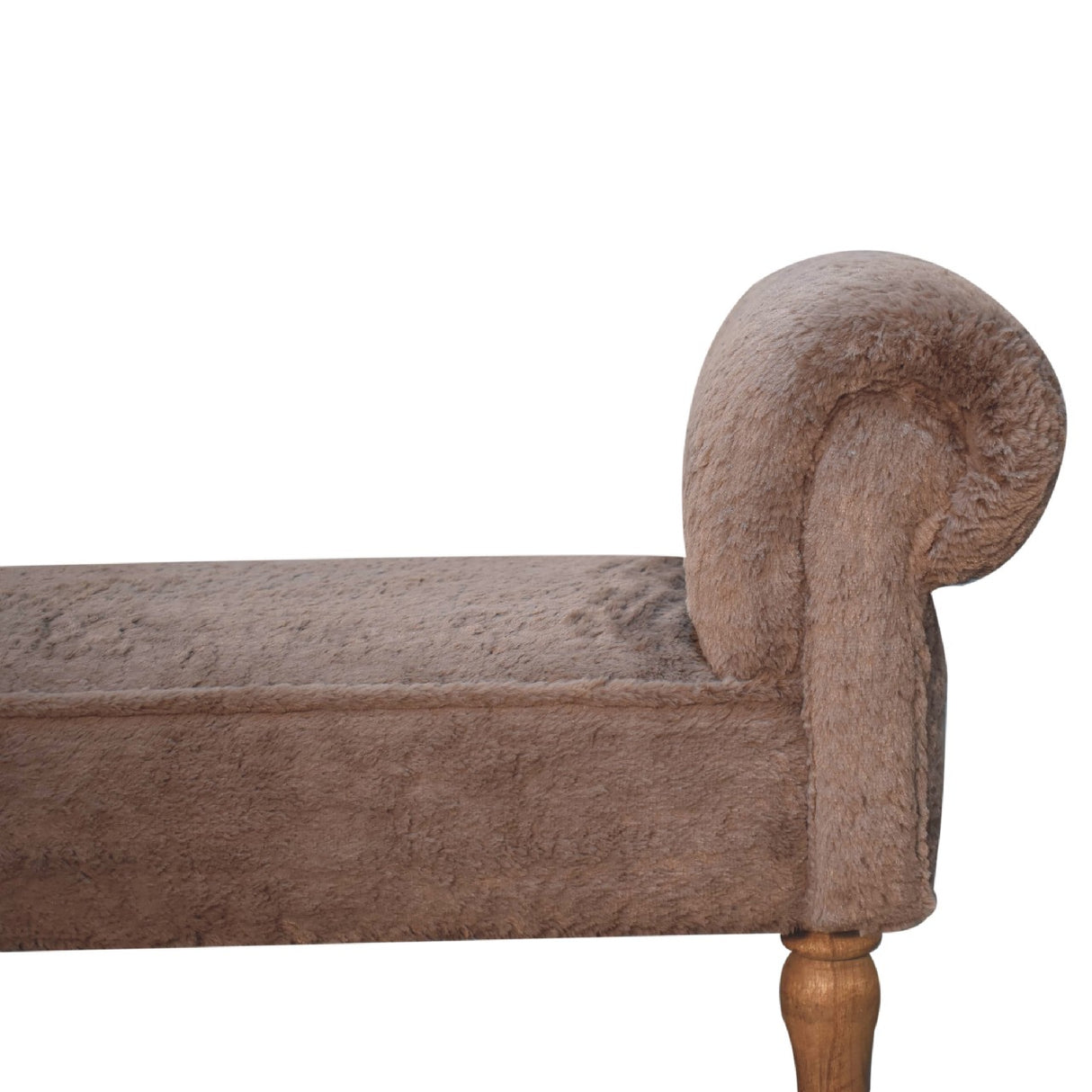 Solid Mango Wood Bedroom Seating Bench With Faux Fur Seat - Mocha