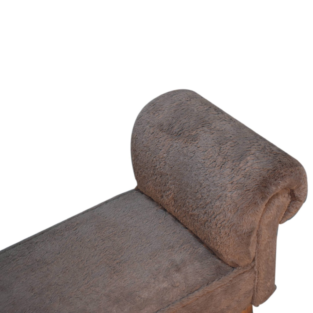 Solid Mango Wood Bedroom Seating Bench With Faux Fur Seat - Mocha