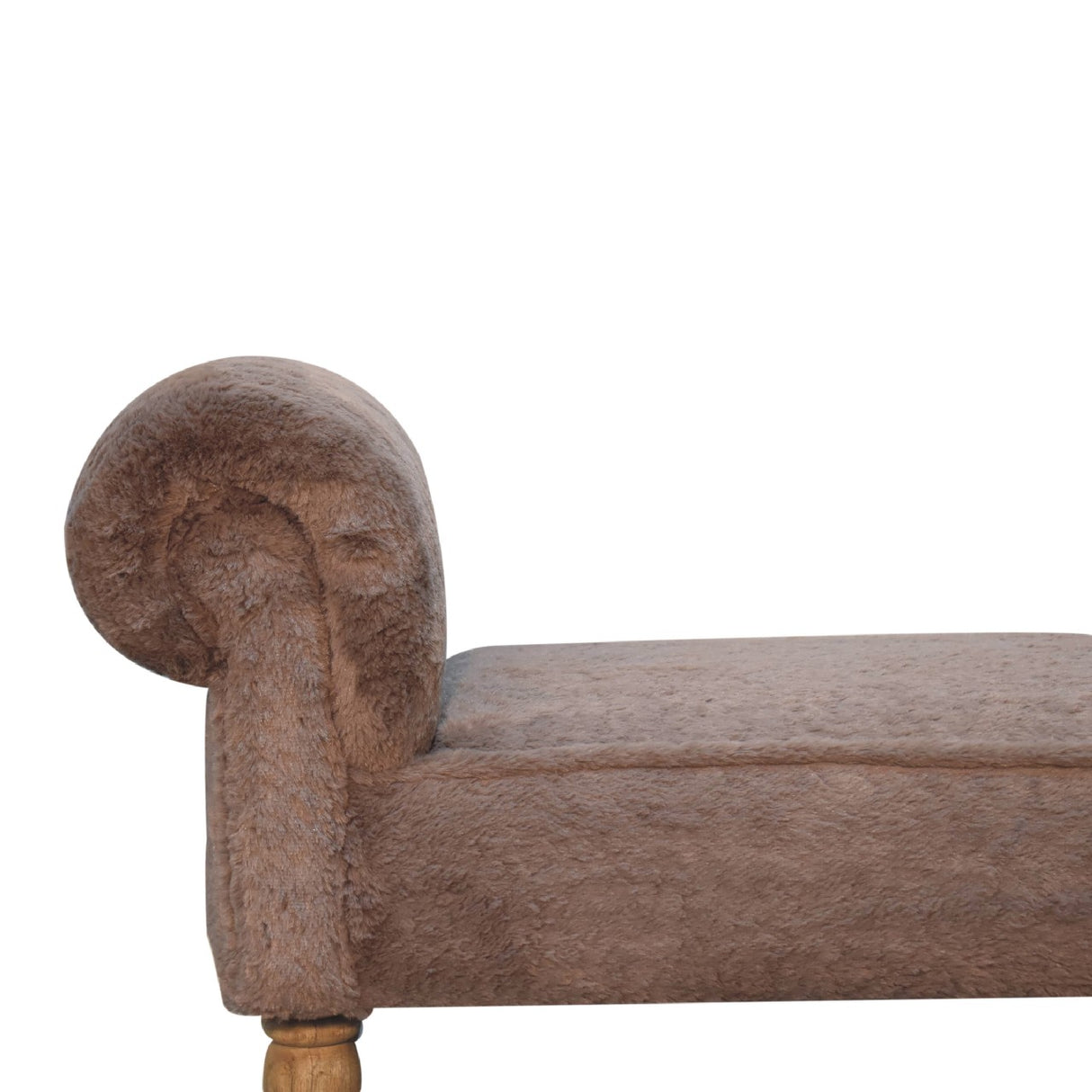 Solid Mango Wood Bedroom Seating Bench With Faux Fur Seat - Mocha