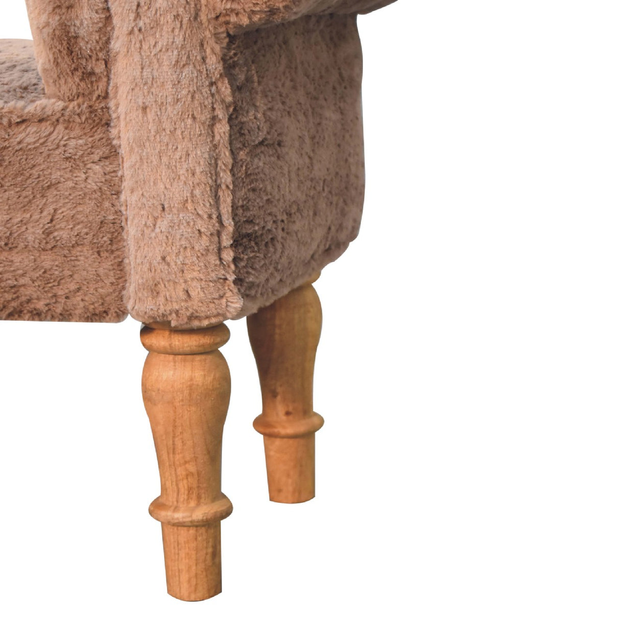 Solid Mango Wood Bedroom Seating Bench With Faux Fur Seat - Mocha