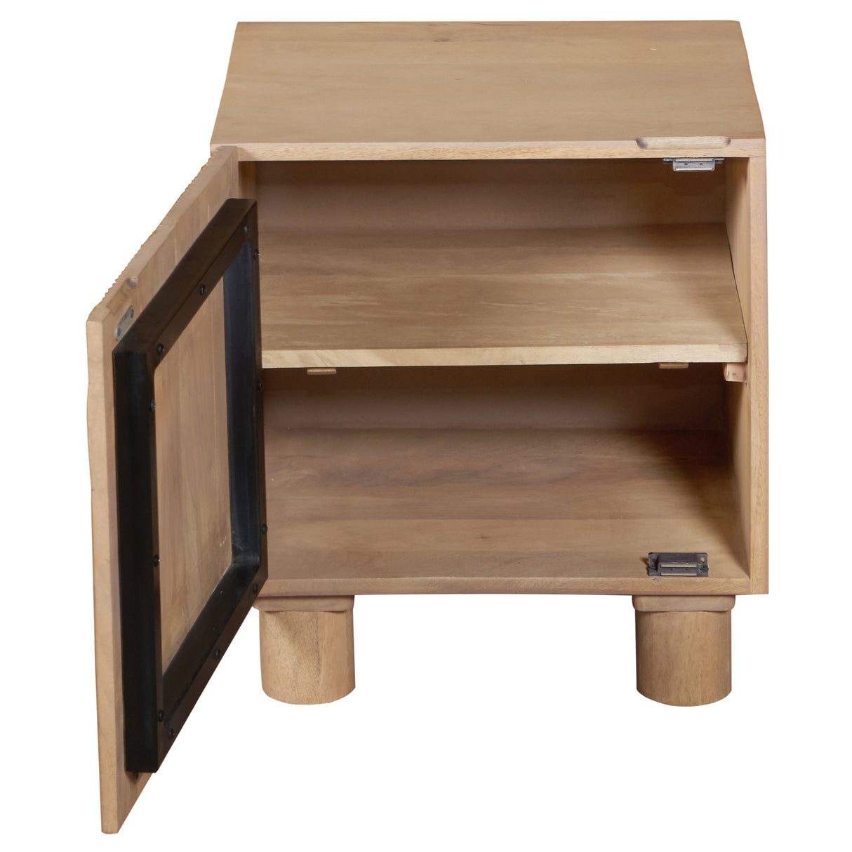 Solid Mango Wood Bedside Cabinet With 1 Door - Austin