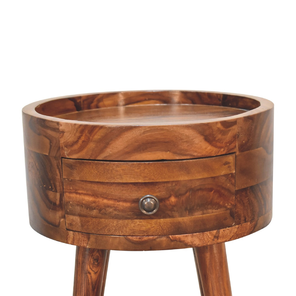 Solid Mango Wood Bedside Cabinet With 1 Drawer - Alina