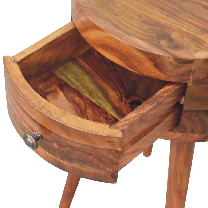 Solid Mango Wood Bedside Cabinet With 1 Drawer - Alina