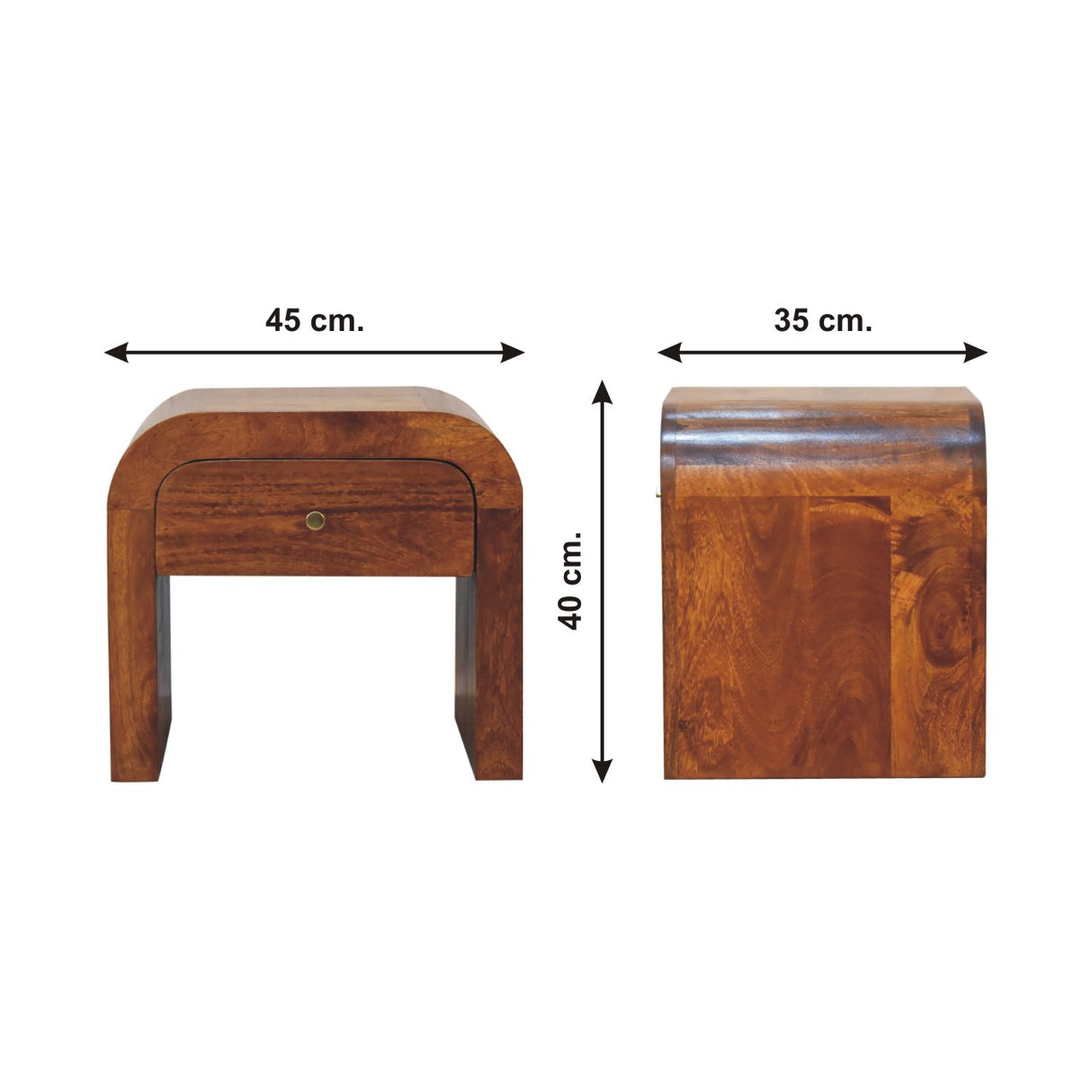 Solid Mango Wood Bedside Cabinet With 1 Drawer - Darcy