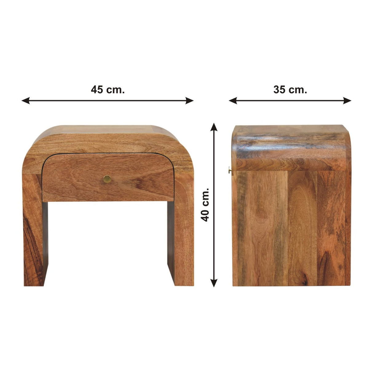 Solid Mango Wood Bedside Cabinet With 1 Drawer - Darcy