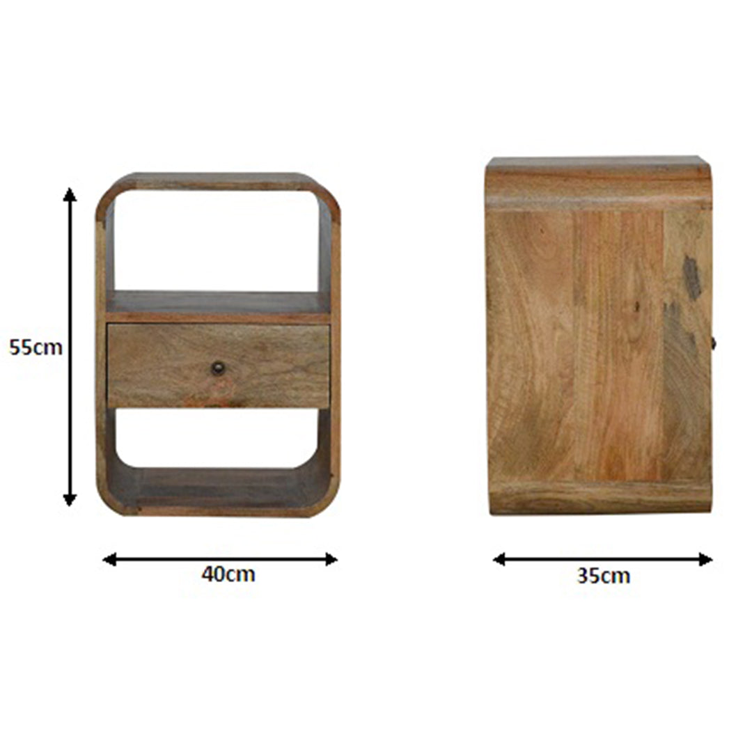 Solid Mango Wood Bedside Cabinet With 1 Drawer - London