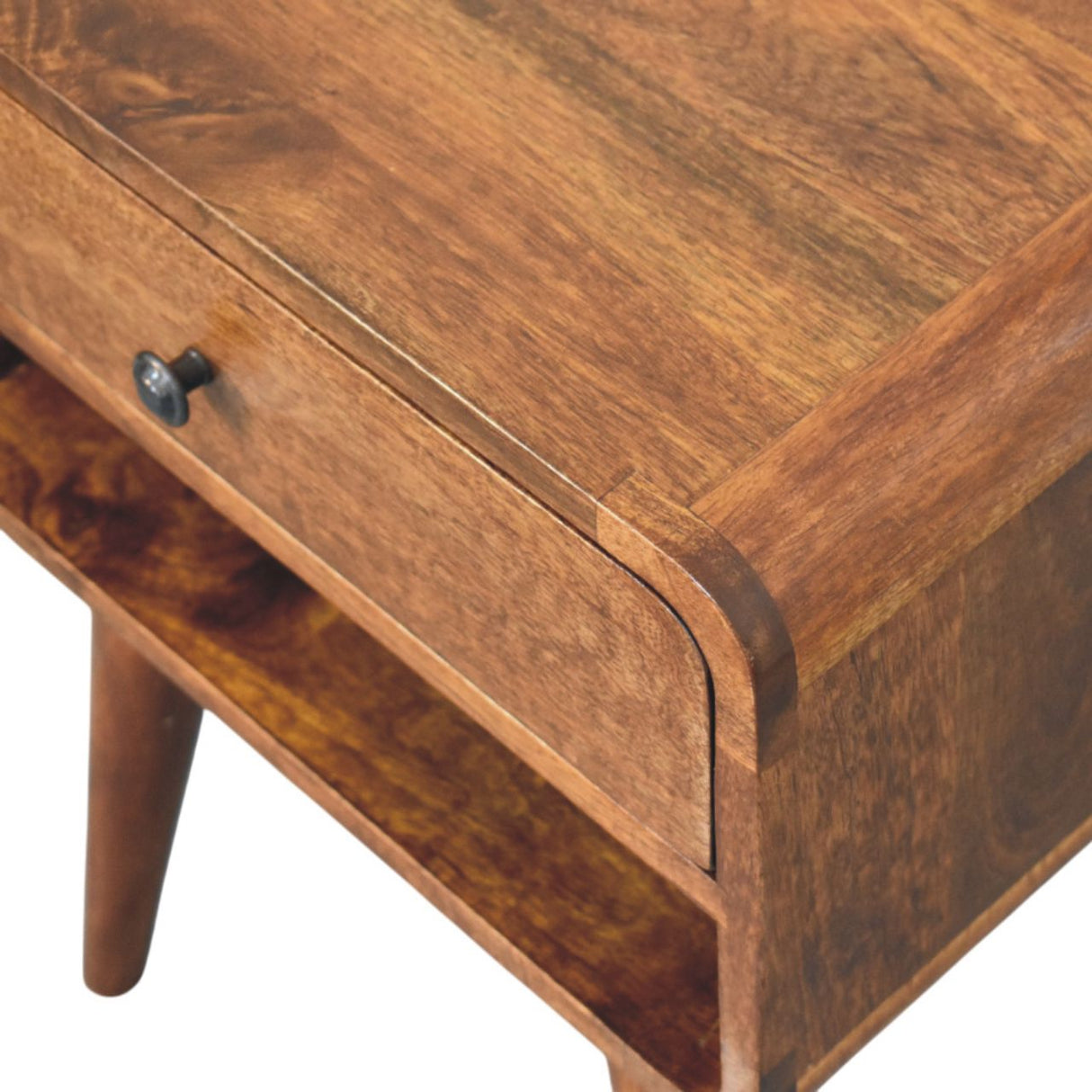 Solid Mango Wood Bedside Cabinet With 1 Drawer And Open Slot - Avora
