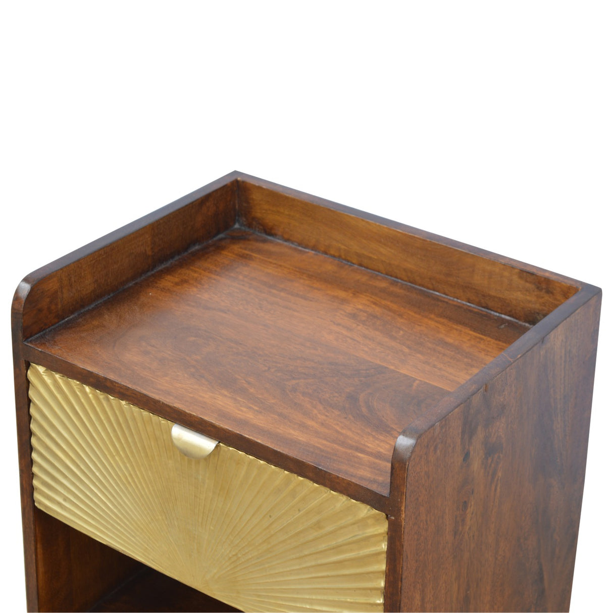 Solid Mango Wood Bedside Cabinet With 1 Gold Front Drawer - Manila