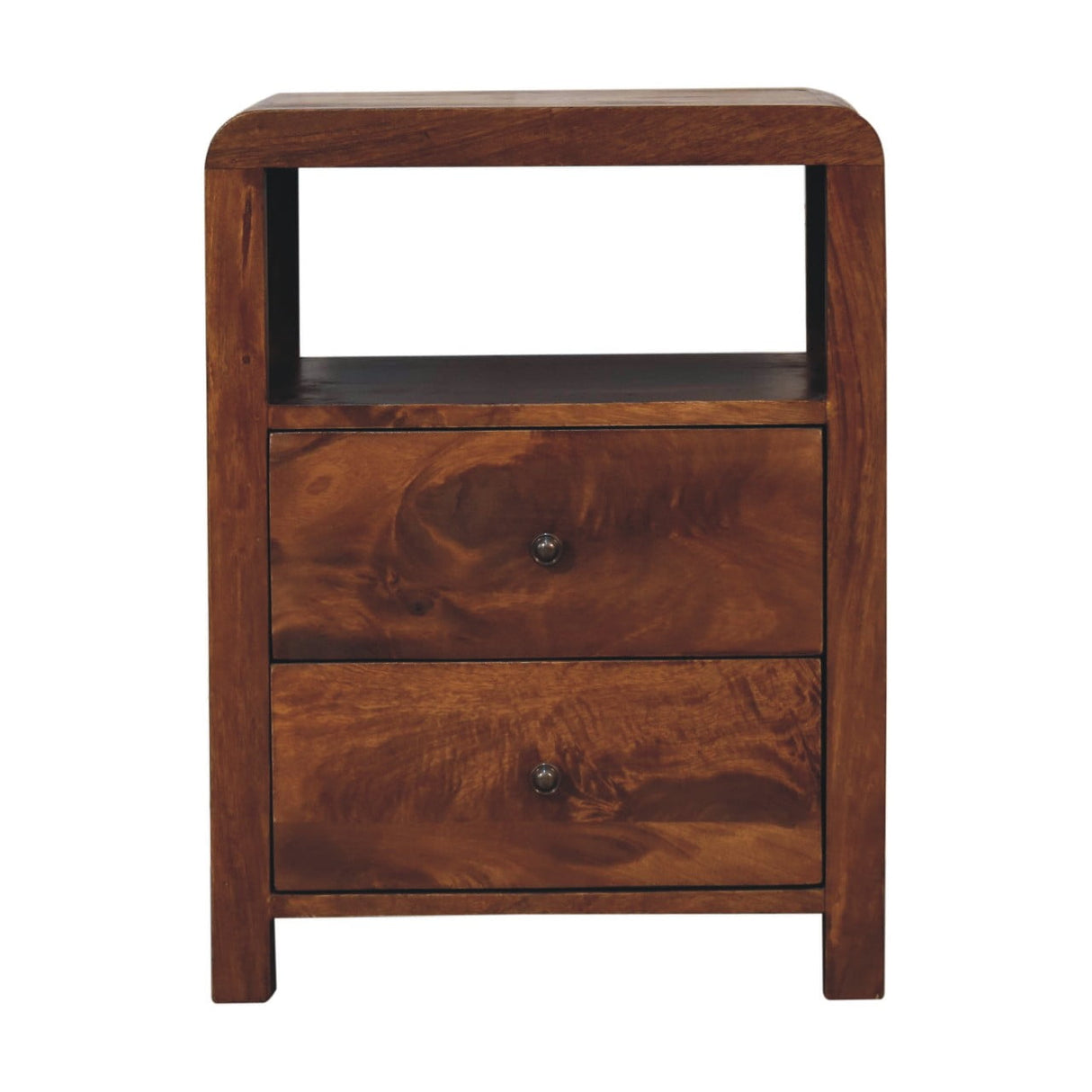 Solid Mango Wood Bedside Cabinet With 2 Drawers - Aspen