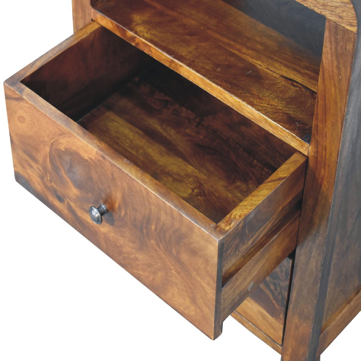 Solid Mango Wood Bedside Cabinet With 2 Drawers - Aspen