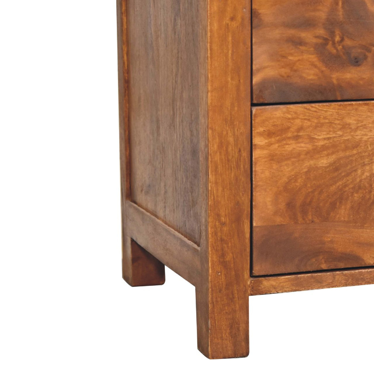 Solid Mango Wood Bedside Cabinet With 2 Drawers - Aspen