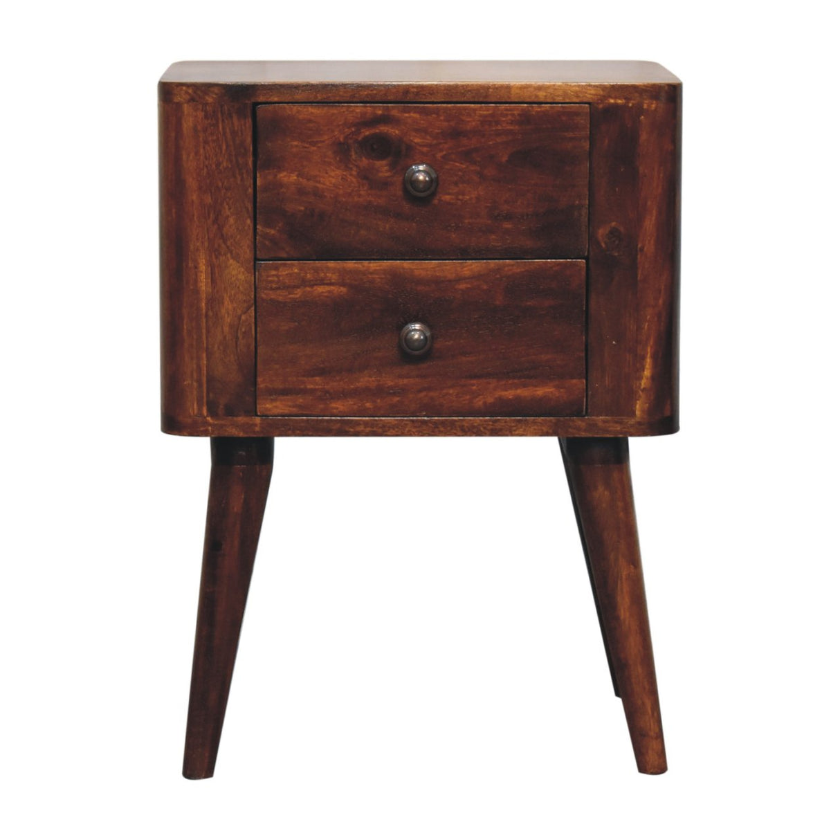 Solid Mango Wood Bedside Cabinet With 2 Drawers - Bera