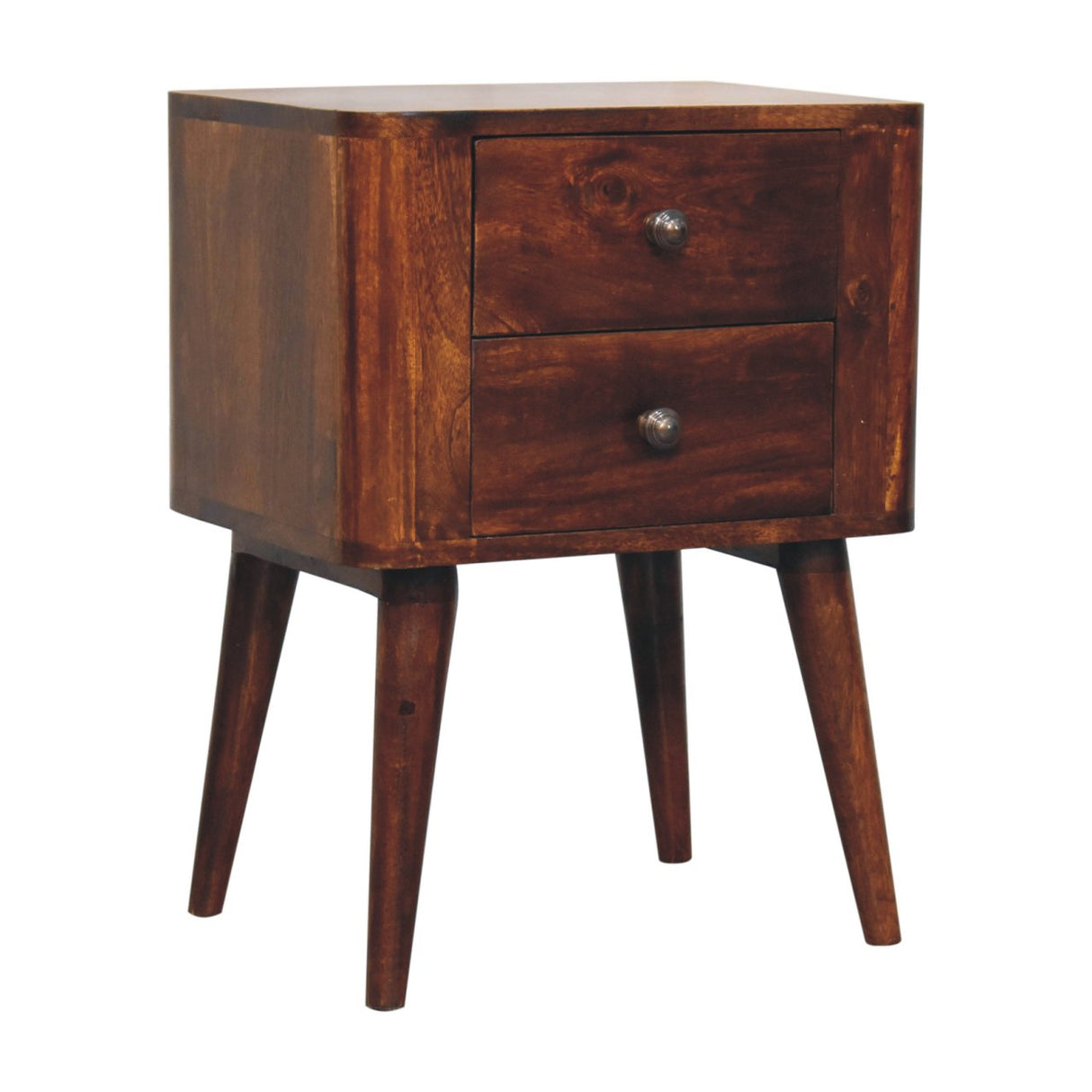 Solid Mango Wood Bedside Cabinet With 2 Drawers - Bera