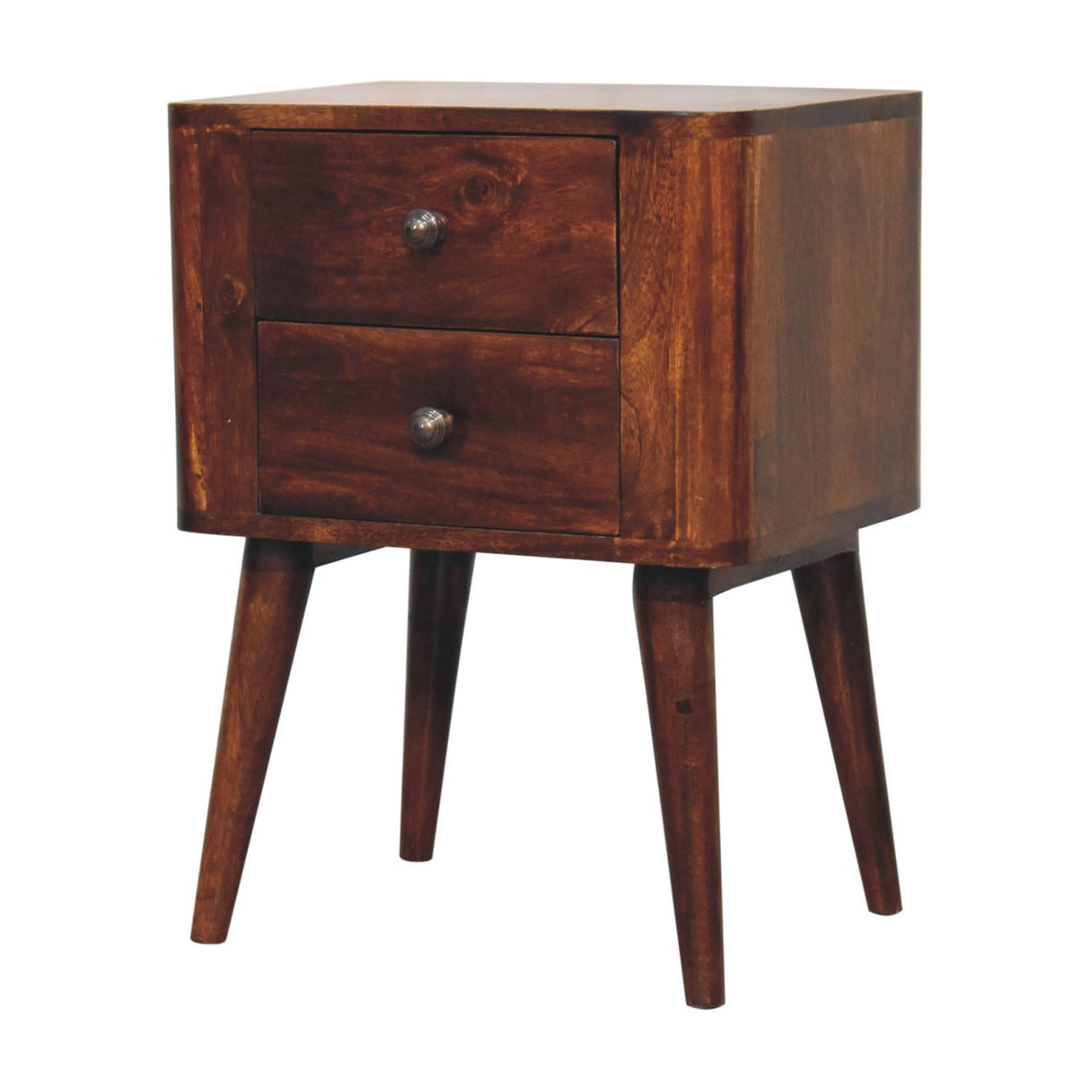 Solid Mango Wood Bedside Cabinet With 2 Drawers - Bera