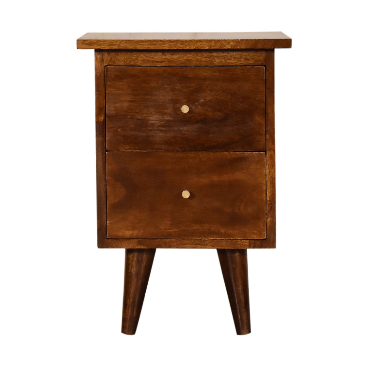 Solid Mango Wood Bedside Cabinet With 2 Drawers - Birmingham