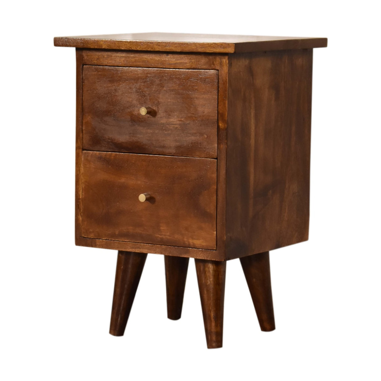 Solid Mango Wood Bedside Cabinet With 2 Drawers - Birmingham