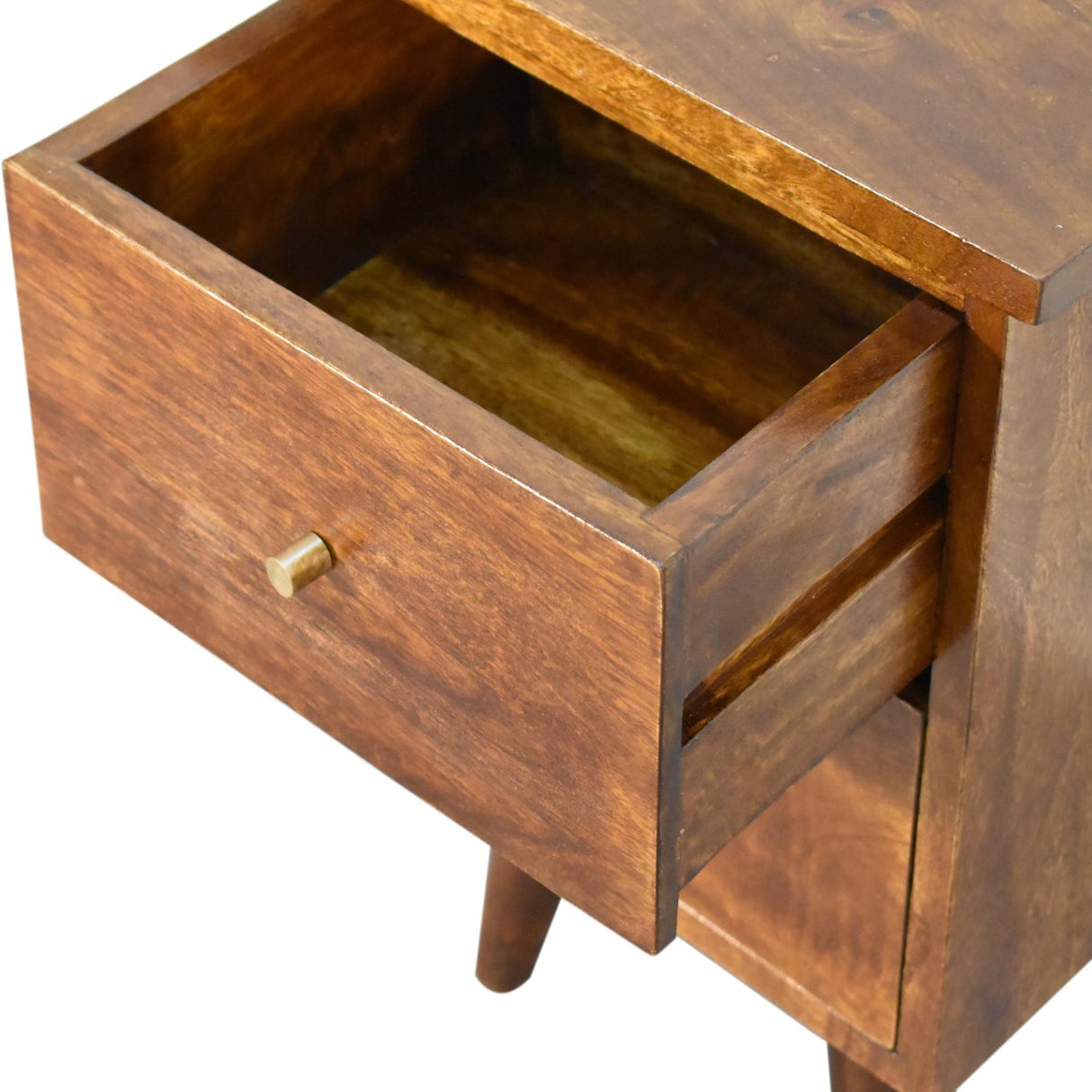 Solid Mango Wood Bedside Cabinet With 2 Drawers - Birmingham