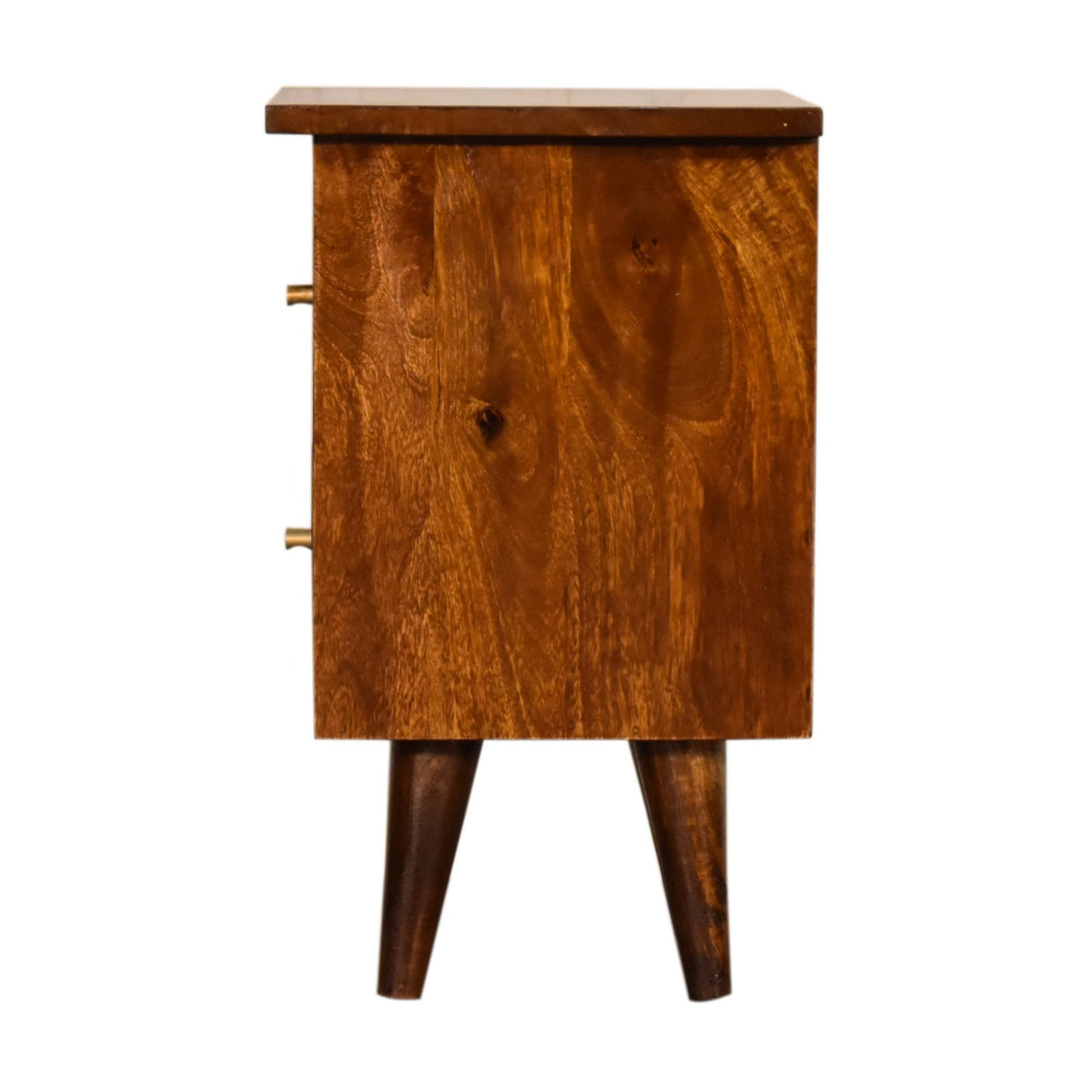 Solid Mango Wood Bedside Cabinet With 2 Drawers - Birmingham