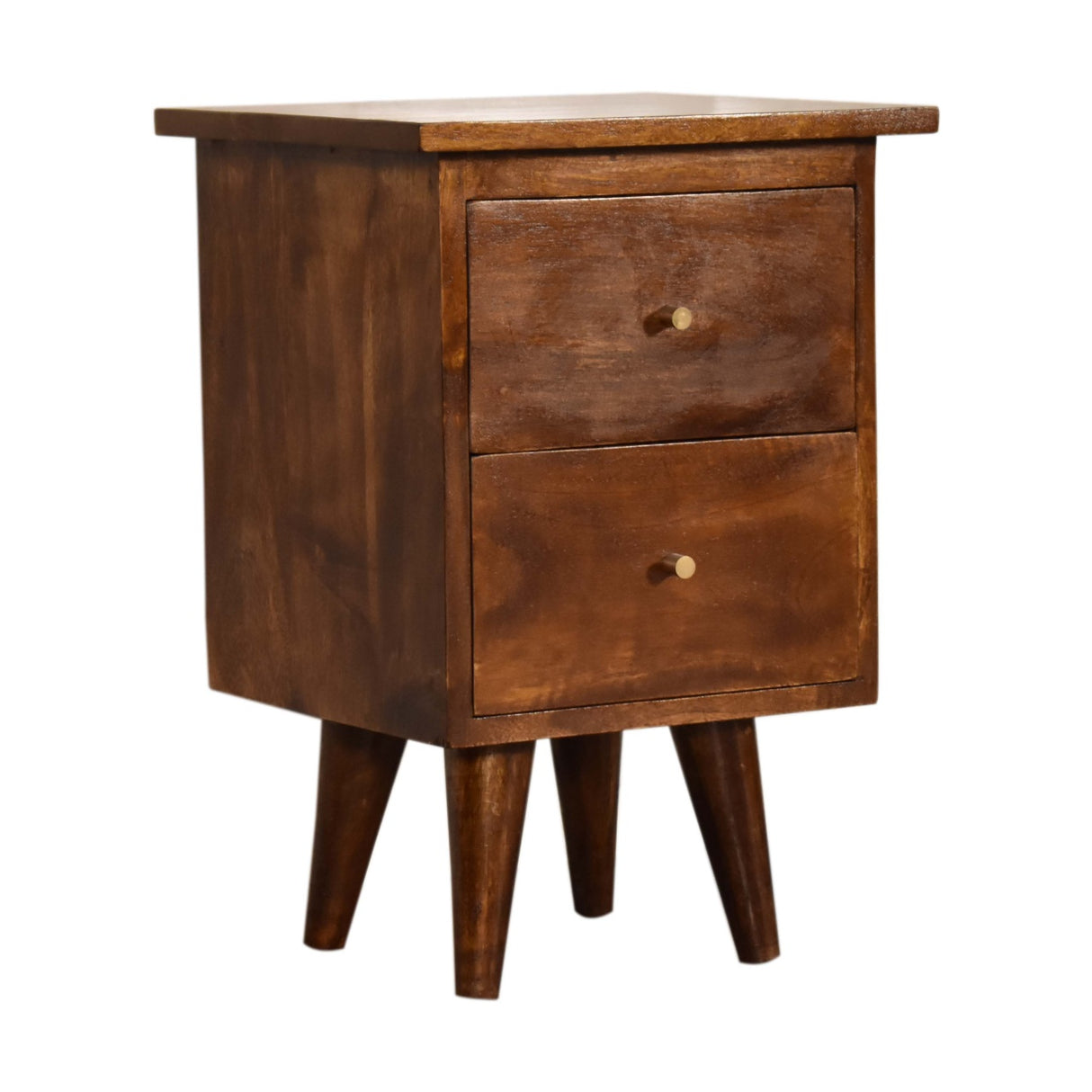 Solid Mango Wood Bedside Cabinet With 2 Drawers - Birmingham