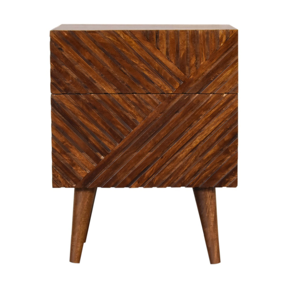 Solid Mango Wood Bedside Cabinet With 2 Drawers - Lille