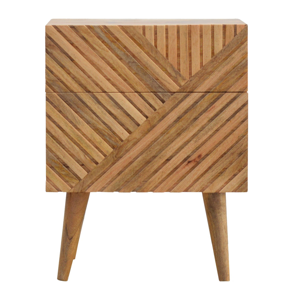Solid Mango Wood Bedside Cabinet With 2 Drawers - Lille