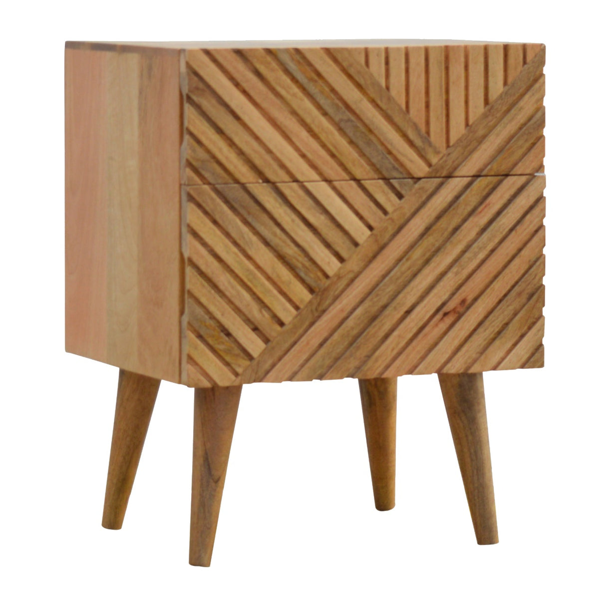 Solid Mango Wood Bedside Cabinet With 2 Drawers - Lille