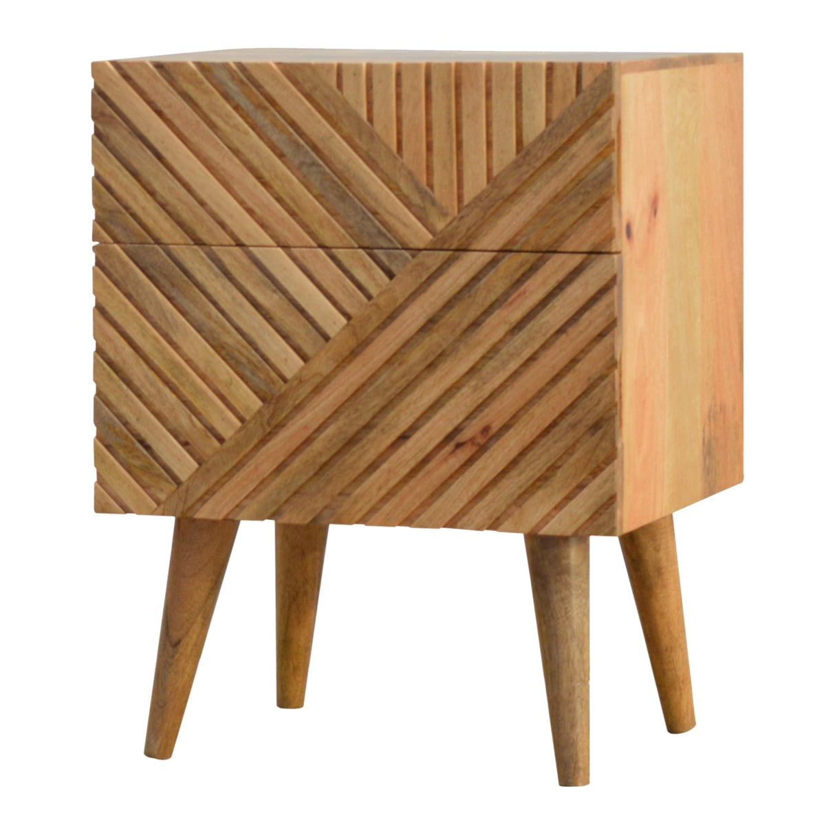 Solid Mango Wood Bedside Cabinet With 2 Drawers - Lille