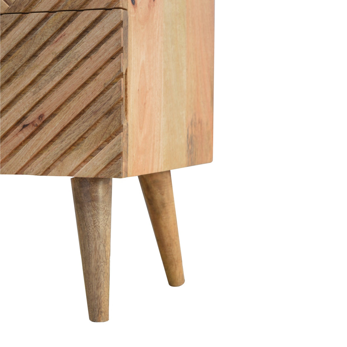 Solid Mango Wood Bedside Cabinet With 2 Drawers - Lille