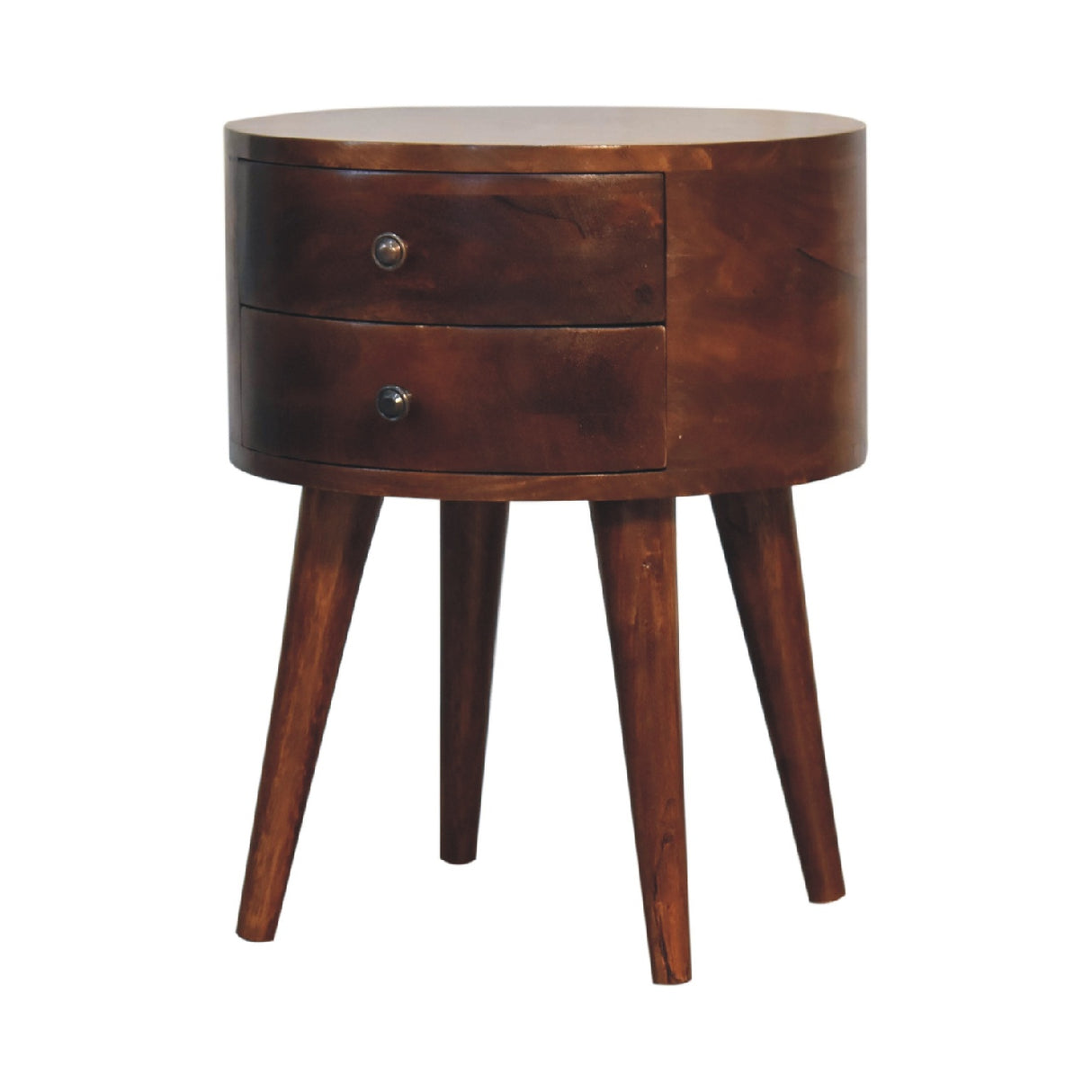 Solid Mango Wood Bedside Cabinet With 2 Drawers - Odyssey