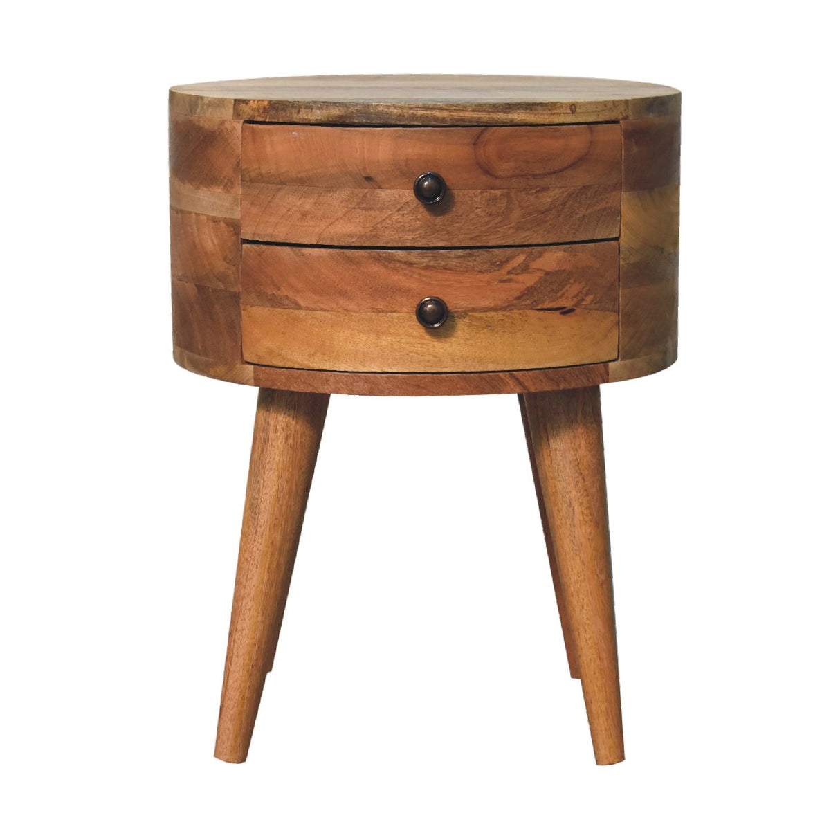 Solid Mango Wood Bedside Cabinet With 2 Drawers - Odyssey