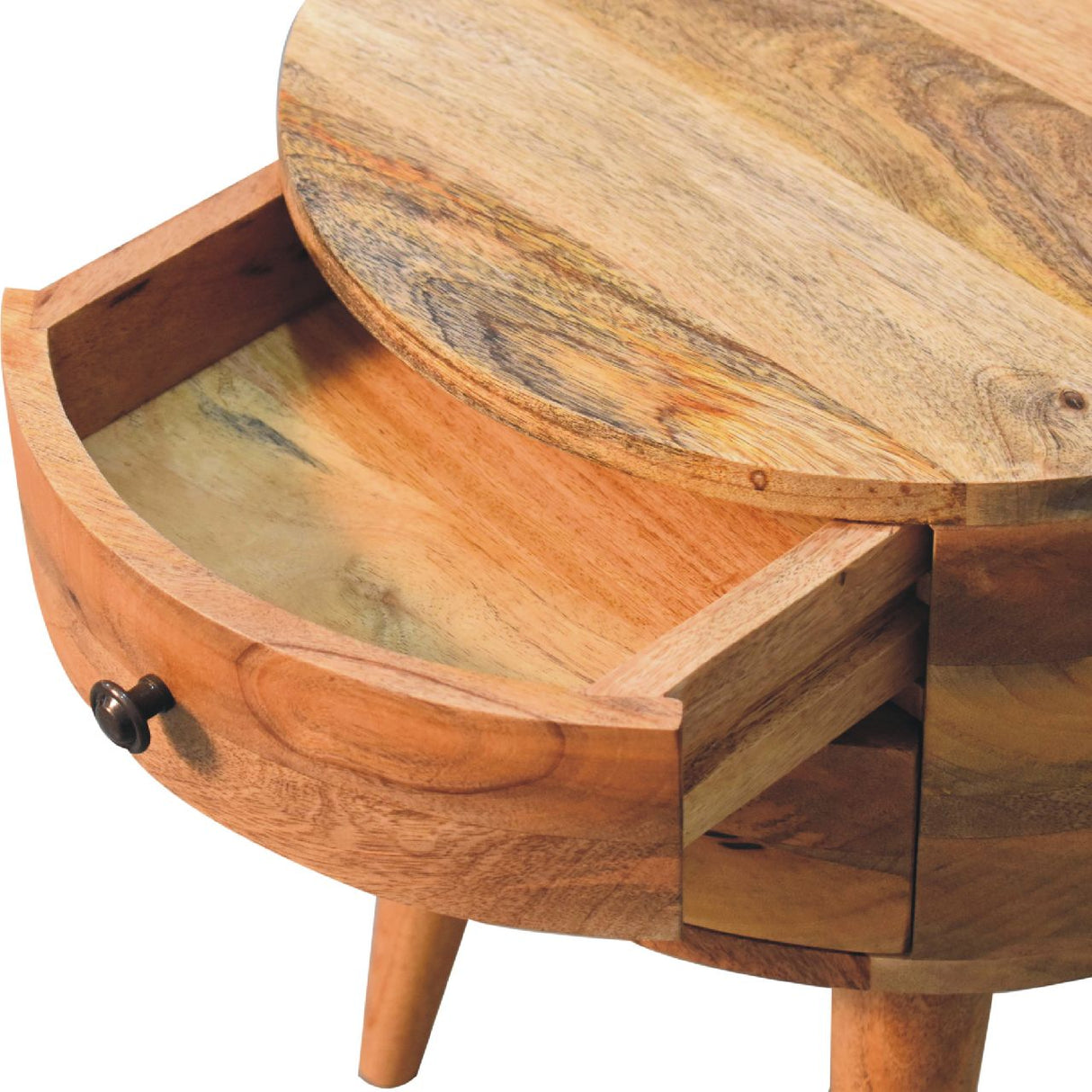 Solid Mango Wood Bedside Cabinet With 2 Drawers - Odyssey