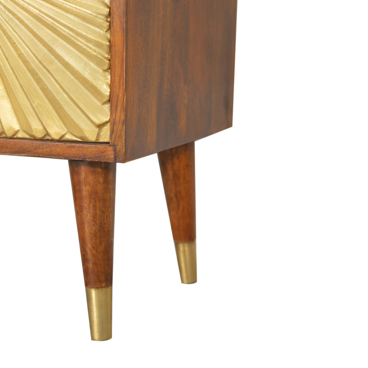 Solid Mango Wood Bedside Cabinet With 2 Gold Front Drawers - Manila