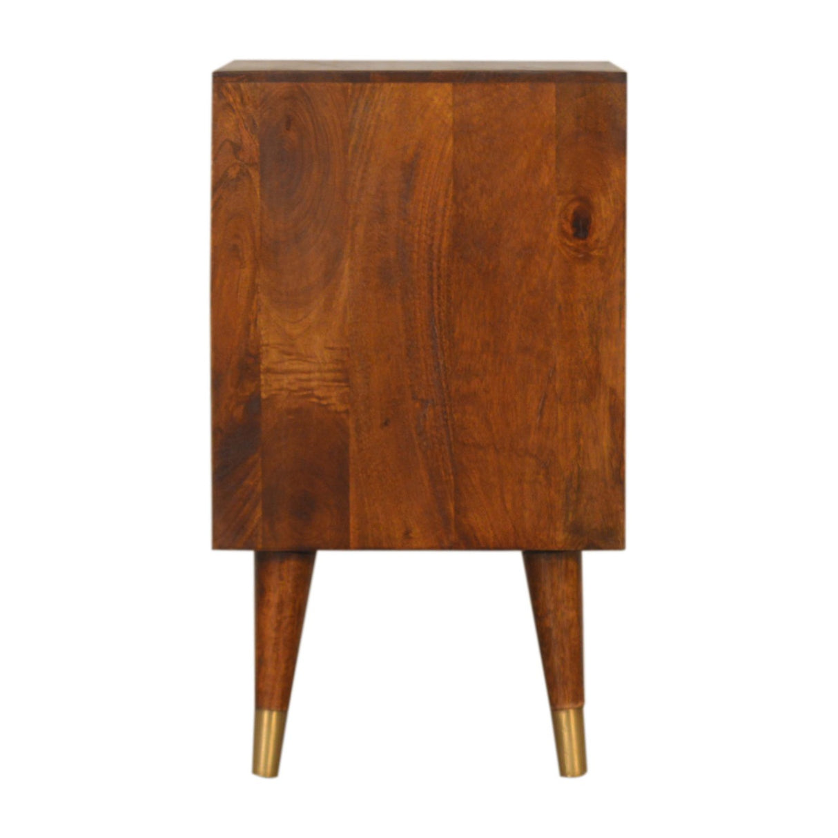 Solid Mango Wood Bedside Cabinet With 2 Gold Front Drawers - Manila