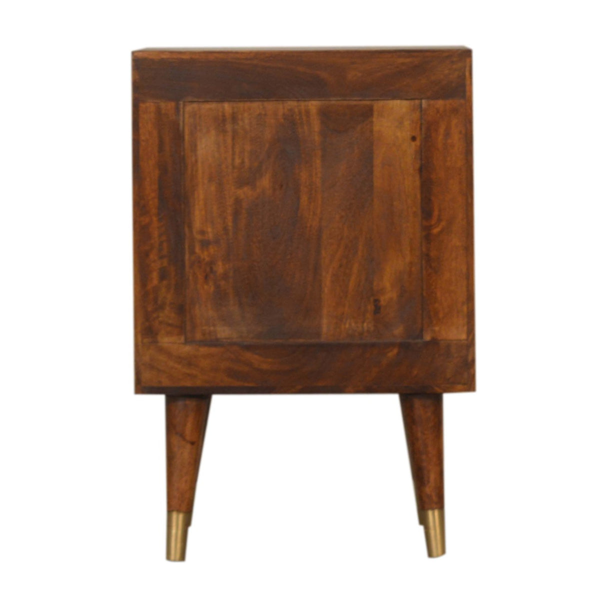 Solid Mango Wood Bedside Cabinet With 2 Gold Front Drawers - Manila