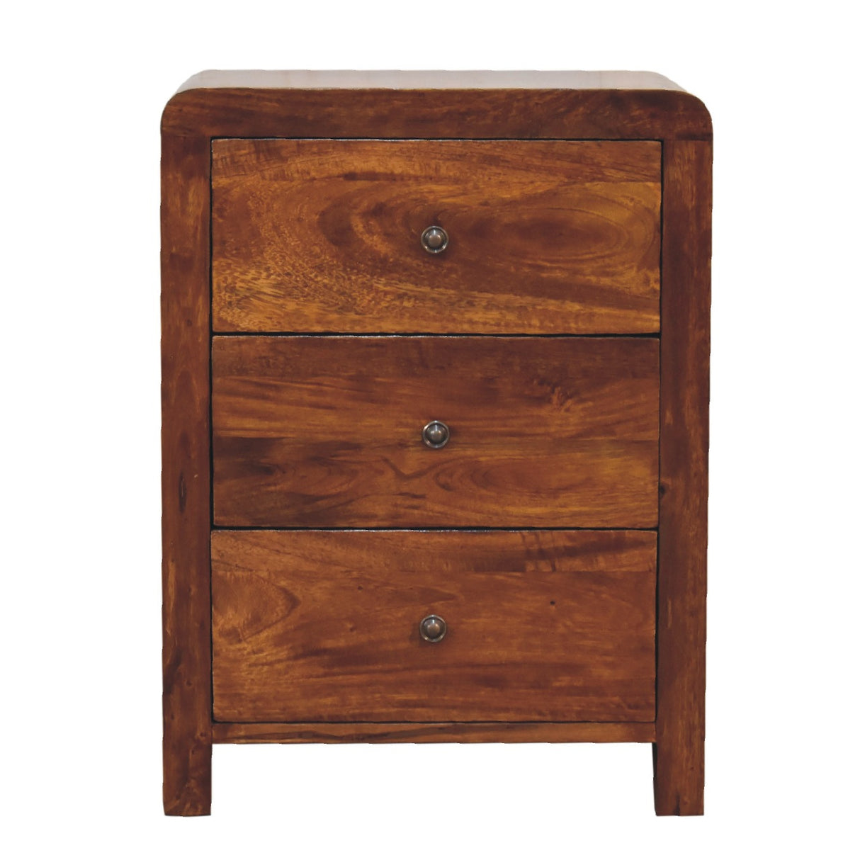 Solid Mango Wood Bedside Cabinet With 3 Drawers - Aspen