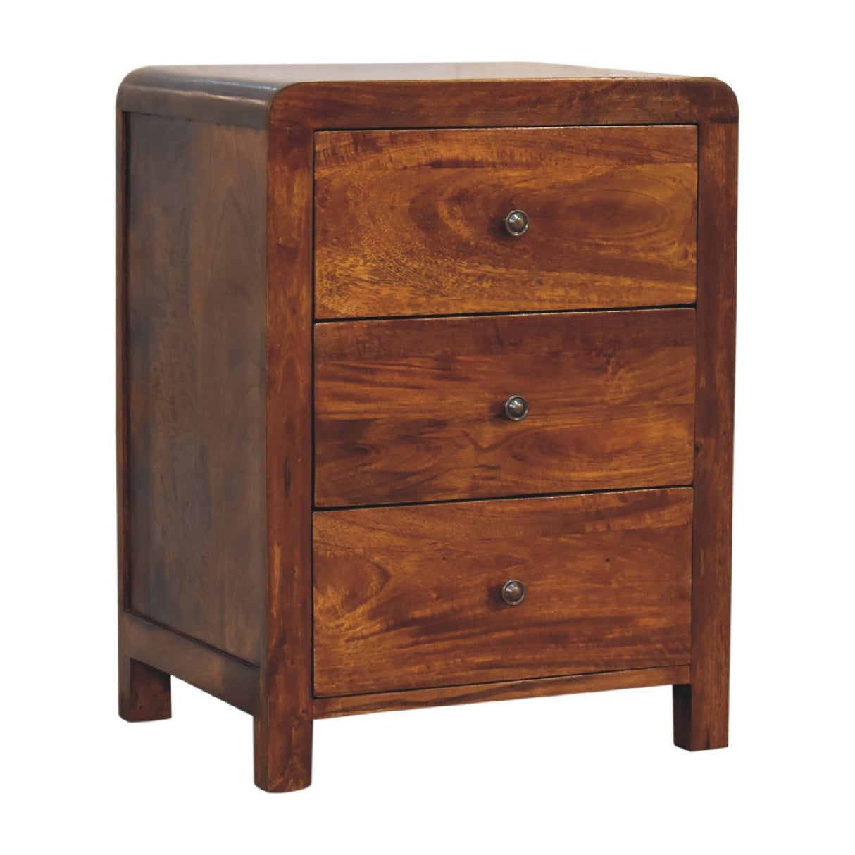 Solid Mango Wood Bedside Cabinet With 3 Drawers - Aspen