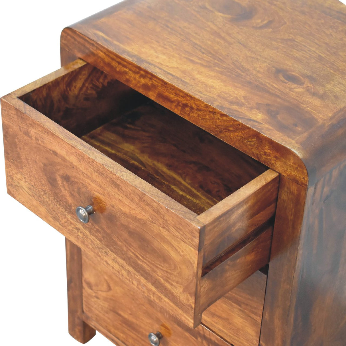 Solid Mango Wood Bedside Cabinet With 3 Drawers - Aspen